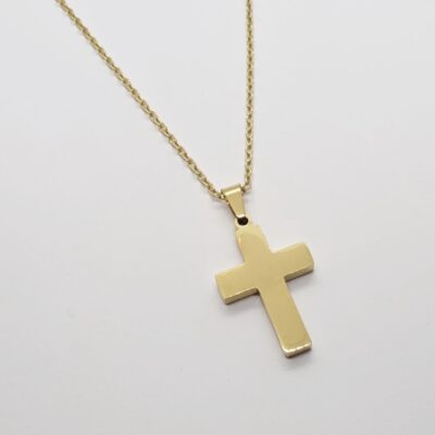 Collar cruz lisa dorada
