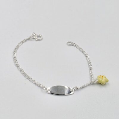 Pulsera estrella y placa lisa Plata.925