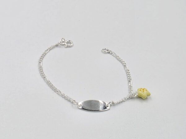 Pulsera estrella y placa lisa Plata.925