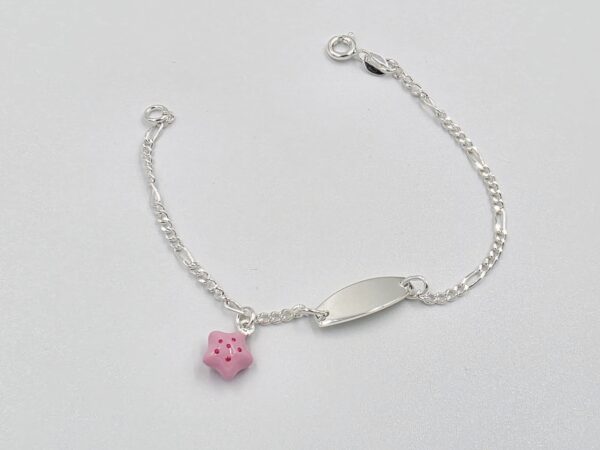 Pulsera estrella y placa lisa Plata.925