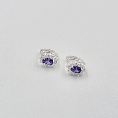 Aretes zirconias lilas Plata.925