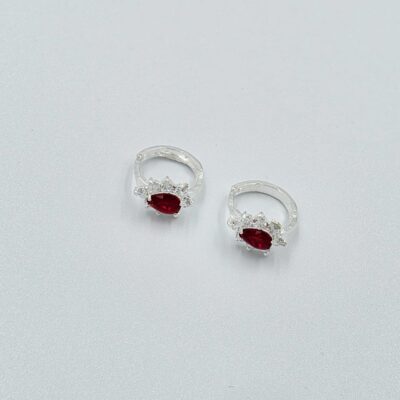 Aretes zirconias corazón rojo Plata.925