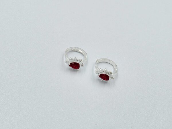 Aretes zirconias corazón rojo Plata.925