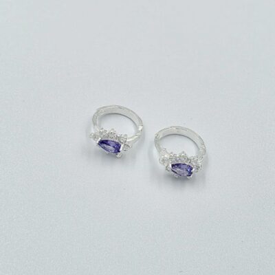 Aretes zirconias lilas Plata.925