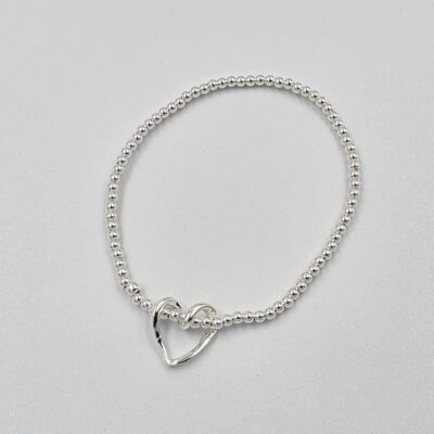Pulsera bolitas corazón Plata.925