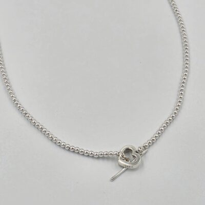 Collar bolitas corazón Plata.925