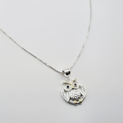Collar Búho Plata.925