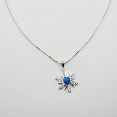 Collar sol ópalo y zirconias Plata.925