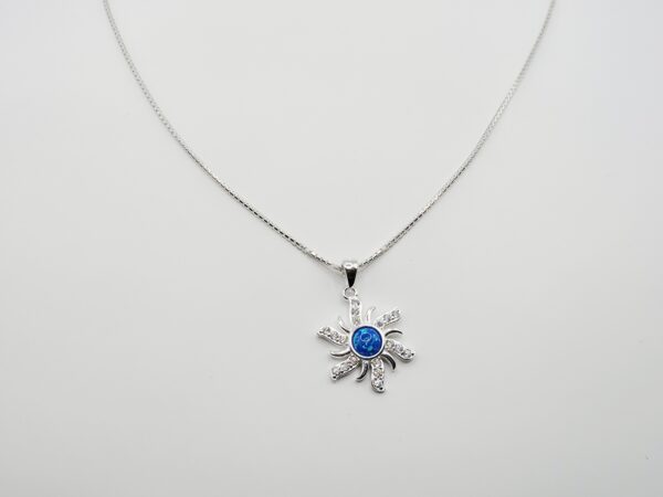 Collar sol ópalo y zirconias Plata.925
