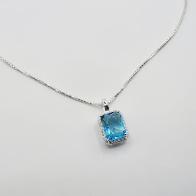 Collar cristal turquesa Plata.925