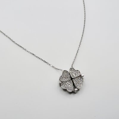 Collar corazones trébol Plata.925