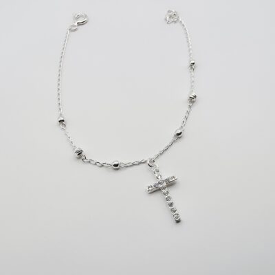 Pulsera cruz zirconias Plata.925