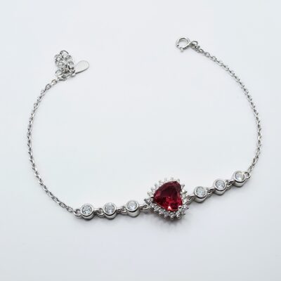 Pulsera corazón rojo Plata.925
