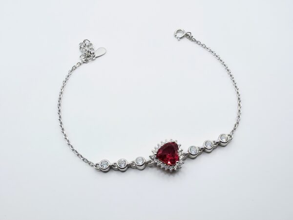 Pulsera corazón rojo Plata.925