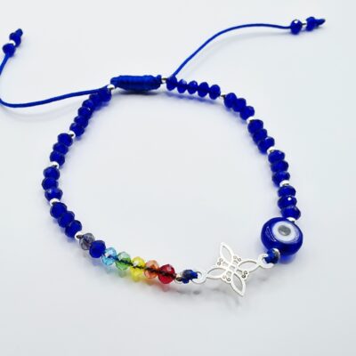 Pulsera nudo y ojo azul Plata.925