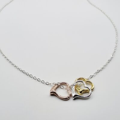 Collar tres corazones Plata.925